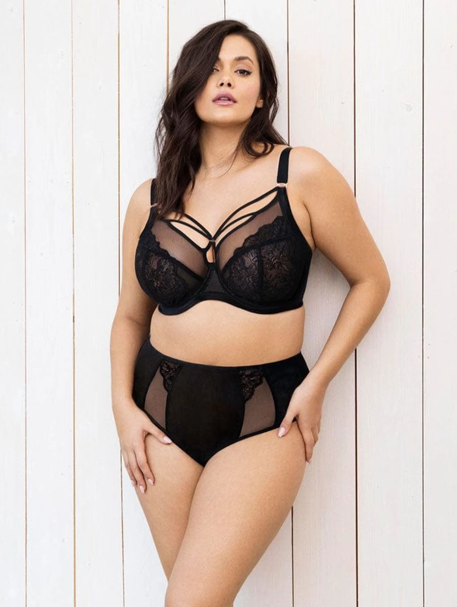 Elomi Brianna Plunge Underwire Bra for Full Bust Support in Black