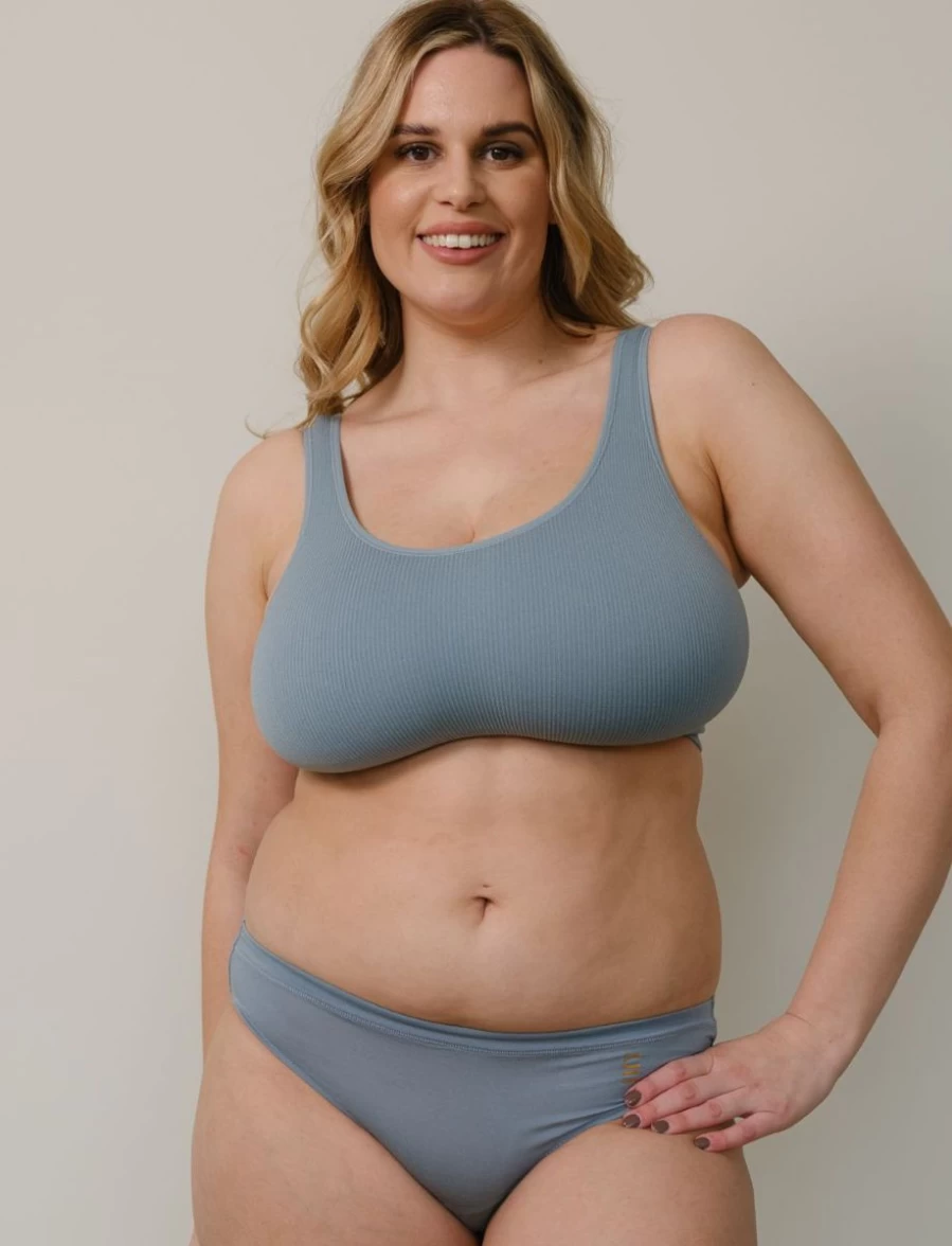 Underwear For Humanity Recycled D+ Cup Bra - Sustainable Mineral Blue Crop Top