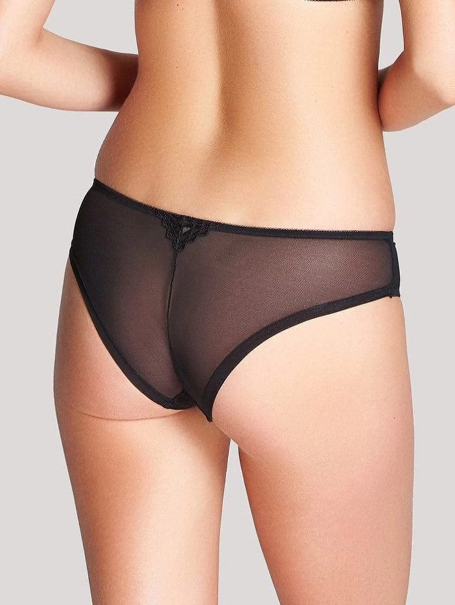 Panache Asher Brazilian Brief - Black Women's High-Waisted Underwear - Comfortable Lace Trim Panties