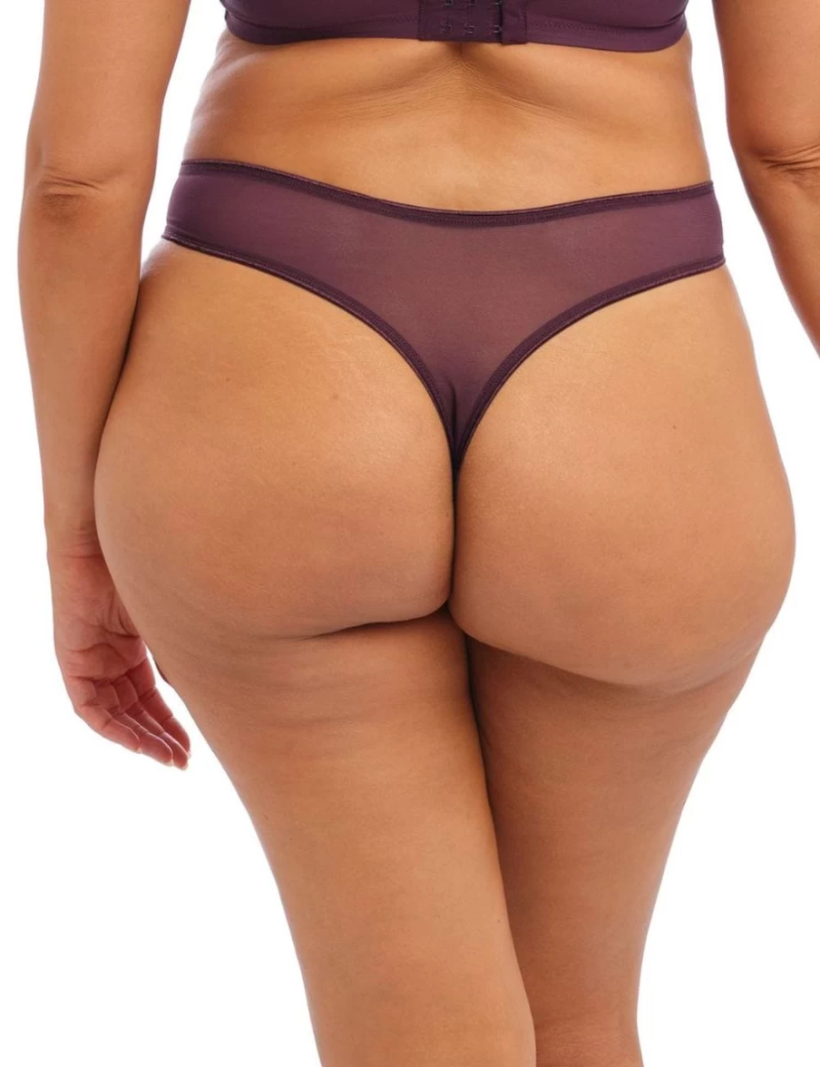 Elomi Matilda Thong Lingerie in Wine with Diamond Accents