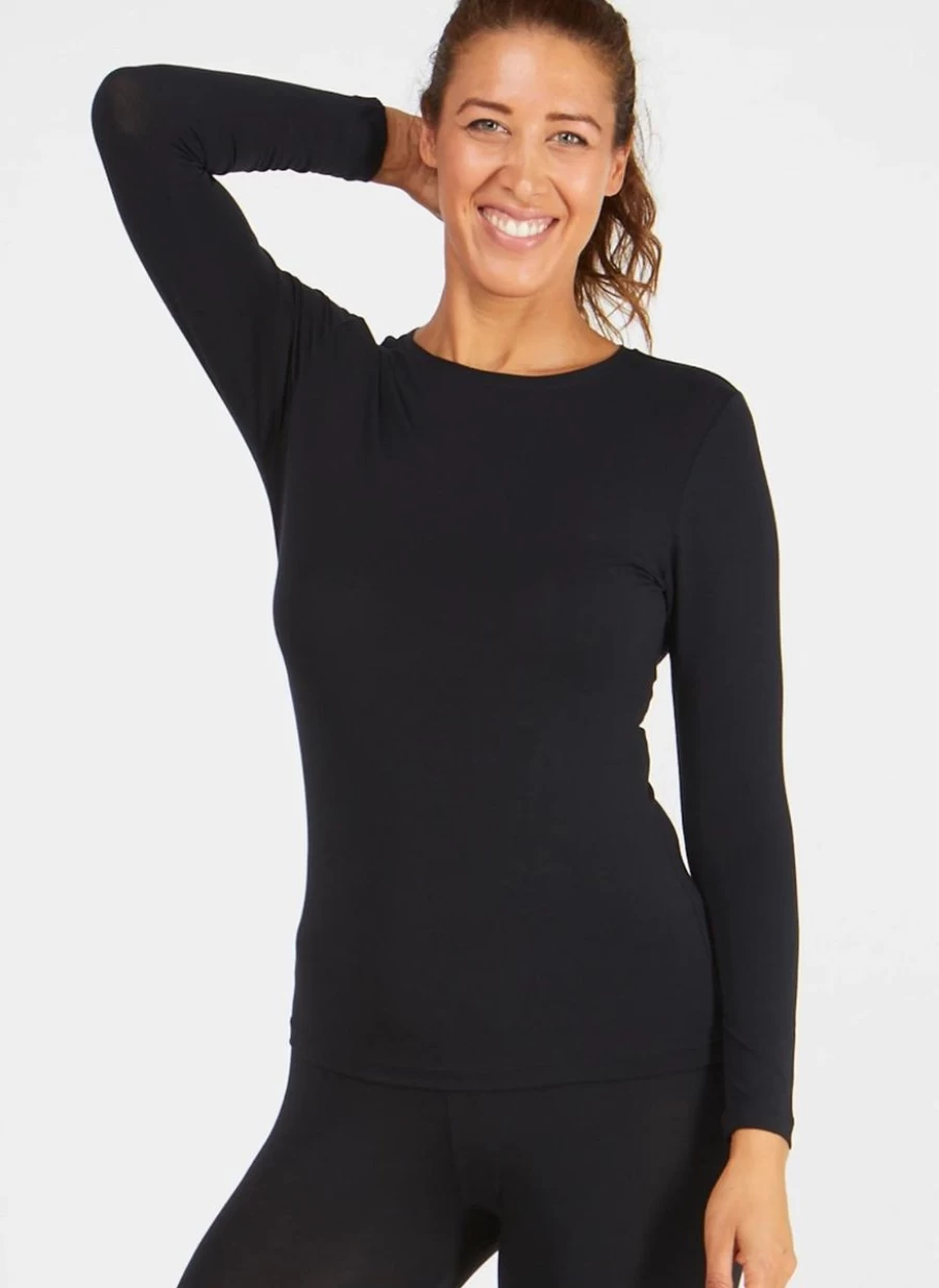 Tani Women's Black High Neck Long Sleeve Slim Fit Basic Top