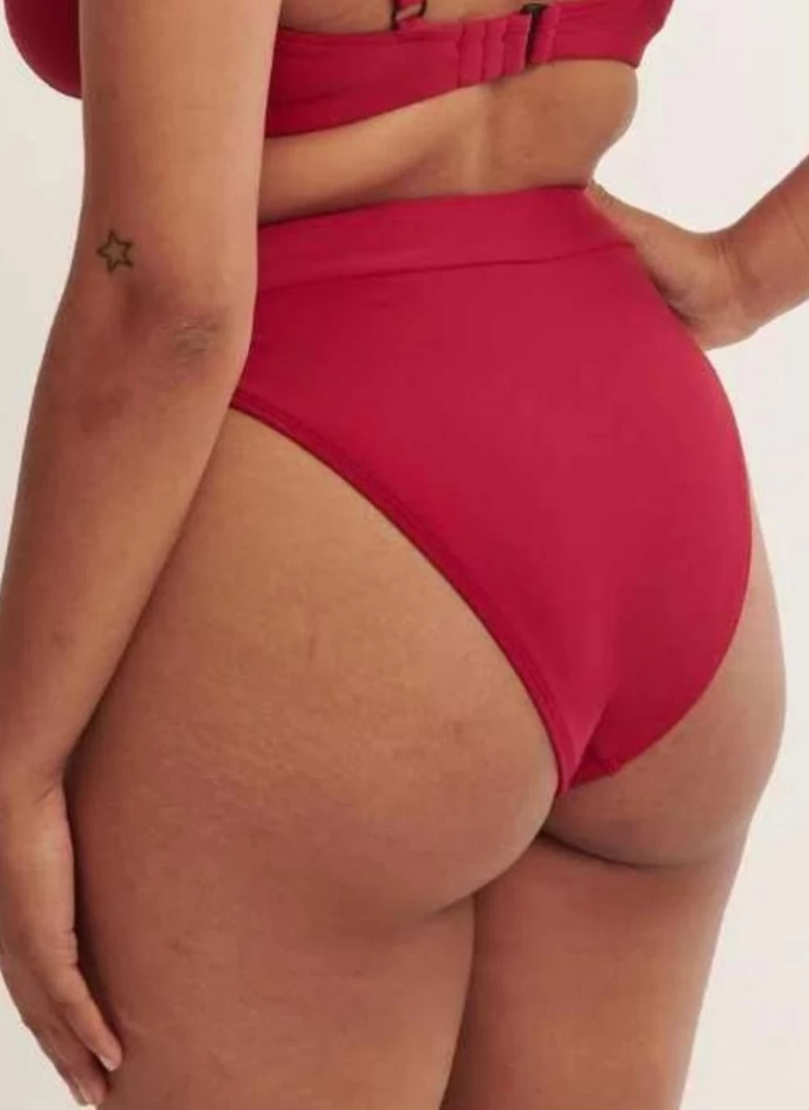 RAQ High Waist Thong with High Leg Cut - Sexy Lipstick Red Underwear Briefs