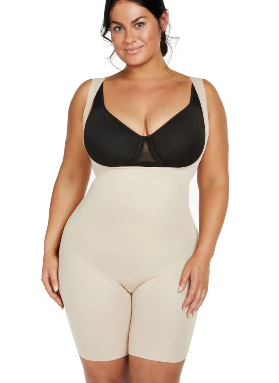Naomi & Nicole Plus Size Torsette Full Body Shaper - Unbelievable Comfort in Warm Beige