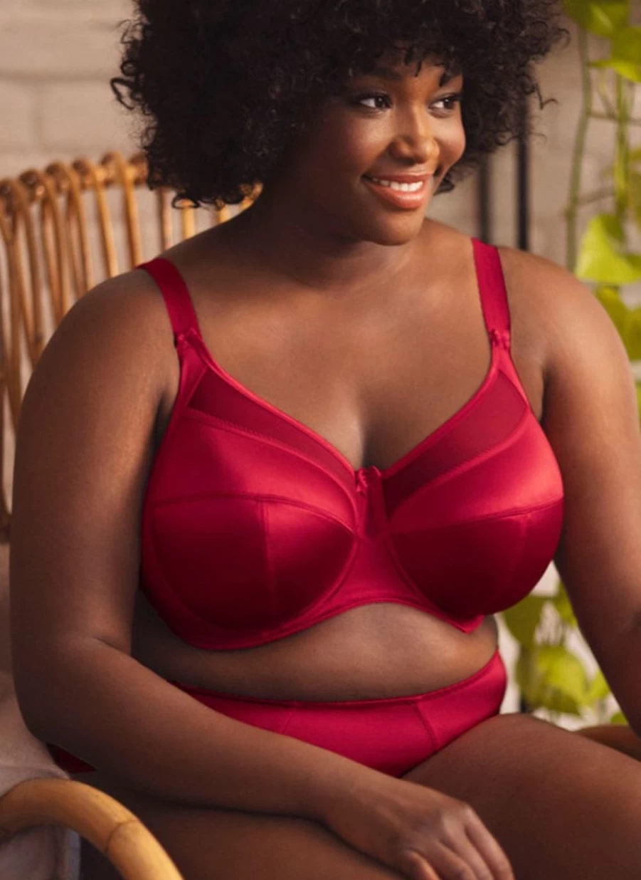Goddess Keira Full Coverage Bra in Crimson | Supportive Plus Size Lingerie by Goddess