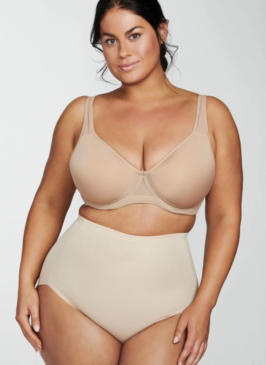 Naomi & Nicole Plus Size High Waist Shaping Brief - Ultra Comfortable Tummy Control Underwear in Warm Beige