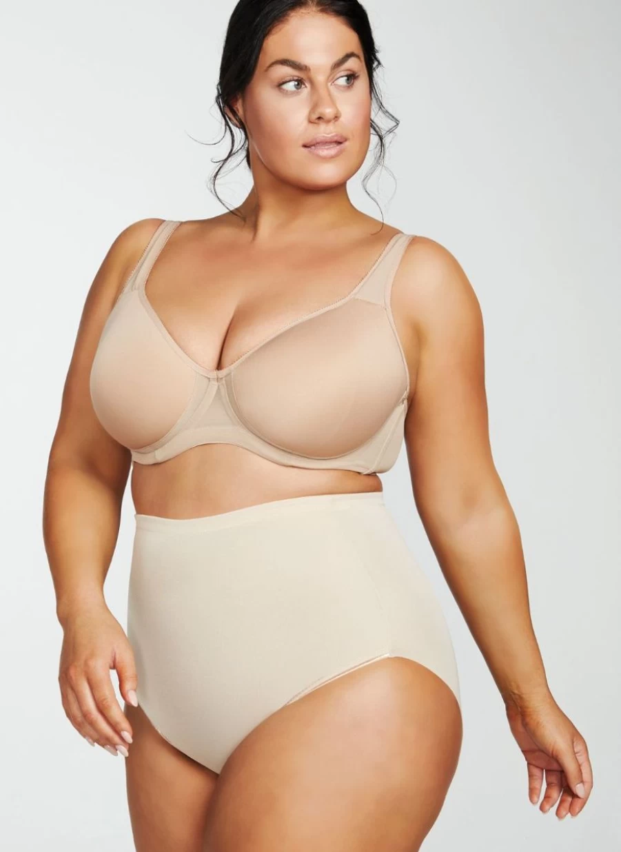 Naomi & Nicole Plus Size High Waist Shaping Brief - Ultra Comfortable Tummy Control Underwear in Warm Beige